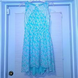 Kids high low green flowered dress size 12